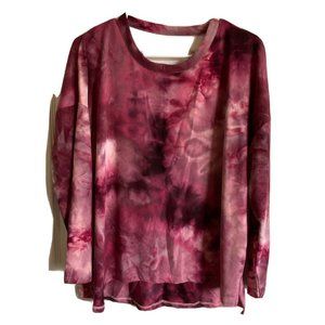 Women's NWT Derek Heart purple Pink tie dye cross back knit cozy top size XL